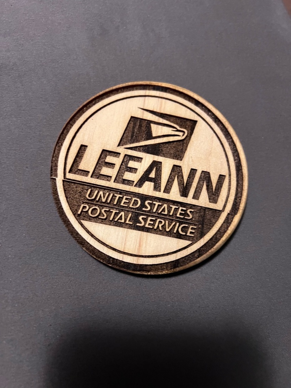 Custom Engraved USPS Wooden Coaster - Personalized Name - Picture 2 of 2